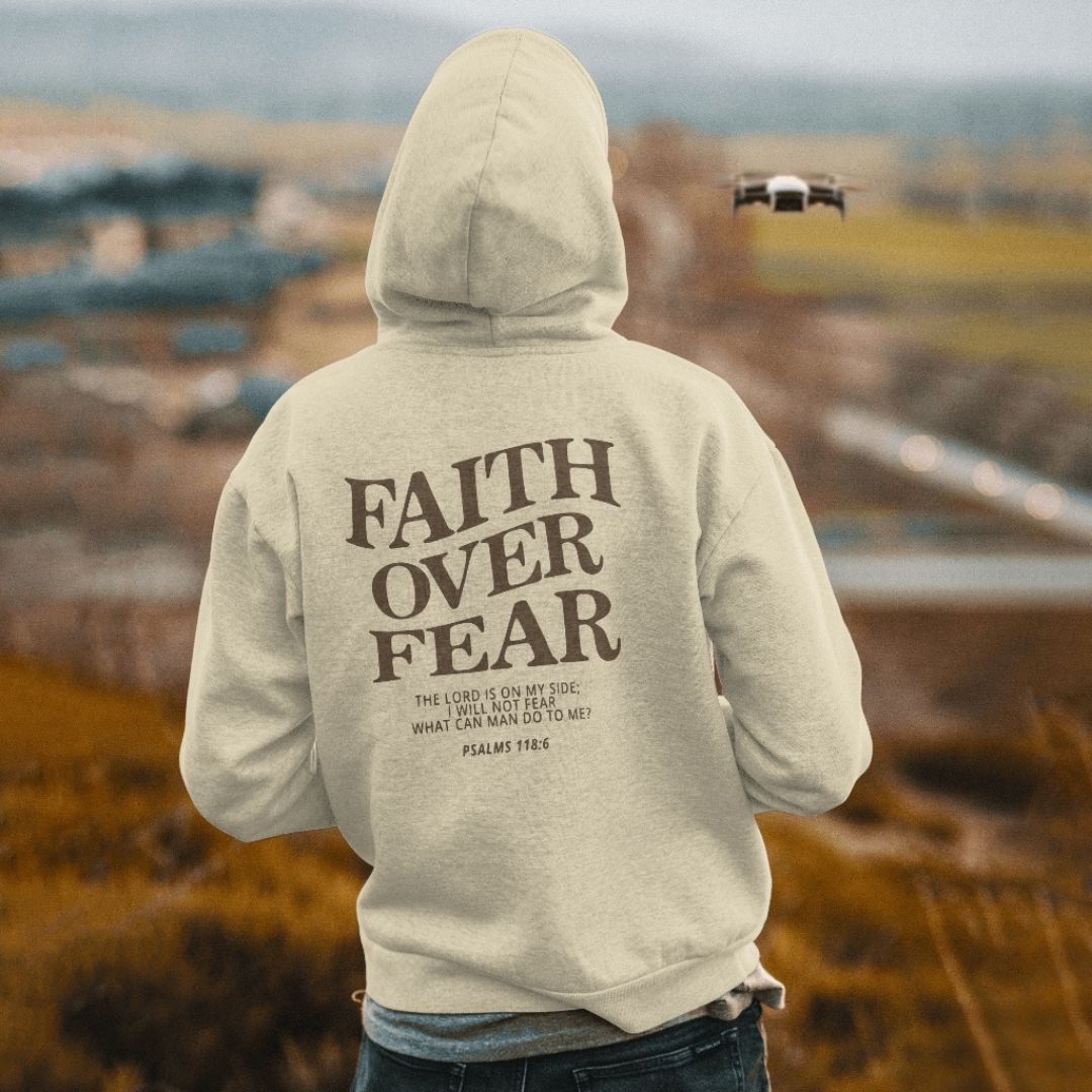 'FAITH OVER FEAR' HOODIE - CREAM