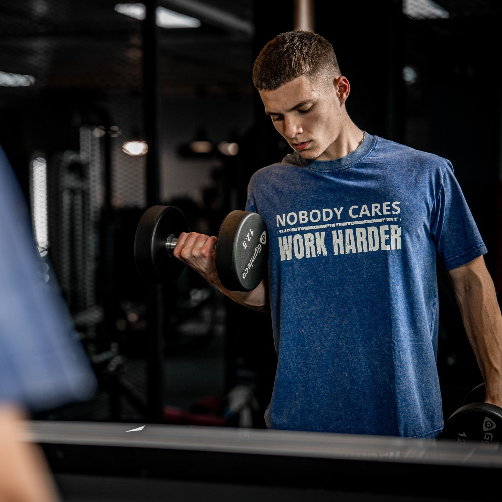 'NOBODY CARES WORK HARDER' TEE - BLUE