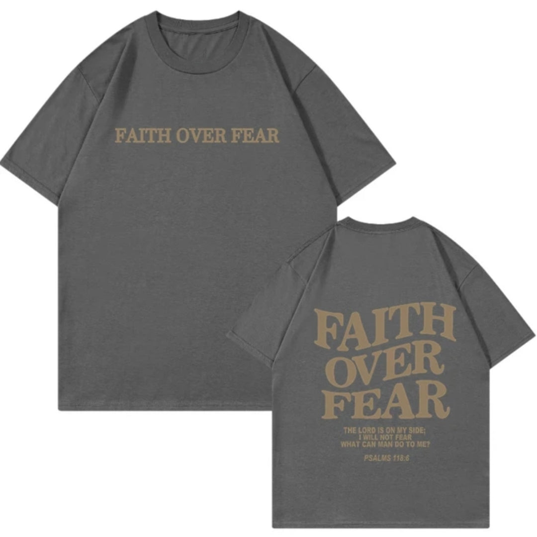 'FAITH OVER FEAR' TEE - GREY